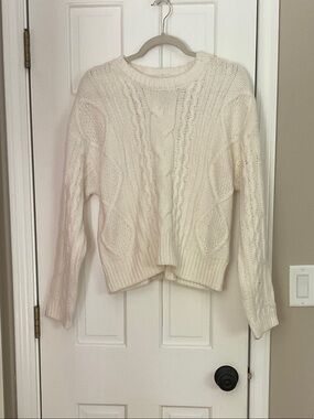 Bar III Cream Cable Crewneck Sweater
